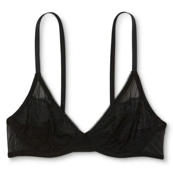 32A Xhilaration Unlined T-Shirt Lace Underwire Bra Ebony Black‎  New with Tags - Picture 4 of 5
